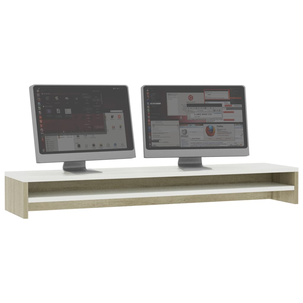 vidaXL Supporto Monitor Bianco e Rovere Sonoma 100x24x13cm Multistrato