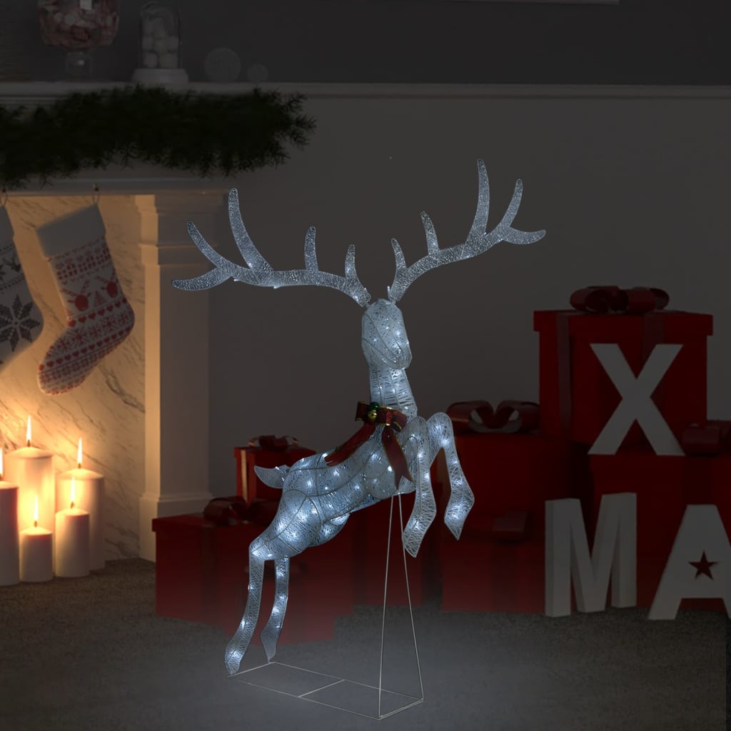 vidaXL Renna Volante di Natale con 120 LED Bianco e Bianco Freddo
