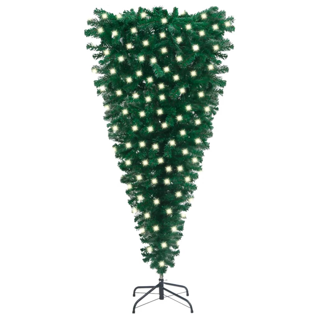 vidaXL Albero di Natale Capovolto Preiluminato 180 cm Verde PVC
