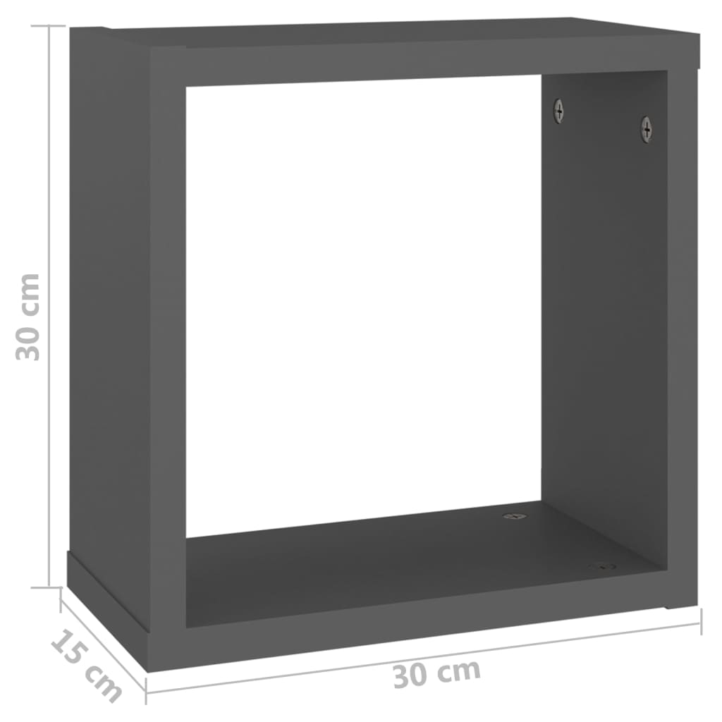 vidaXL Mensole Parete a Cubo 6 pz Grigie 30x15x30 cm