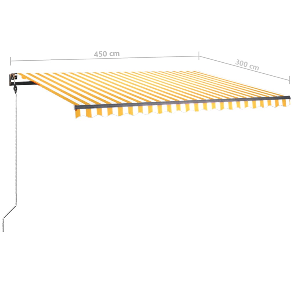 vidaXL Tenda da Sole Retrattile Manuale LED 450x300 cm Gialla Bianca