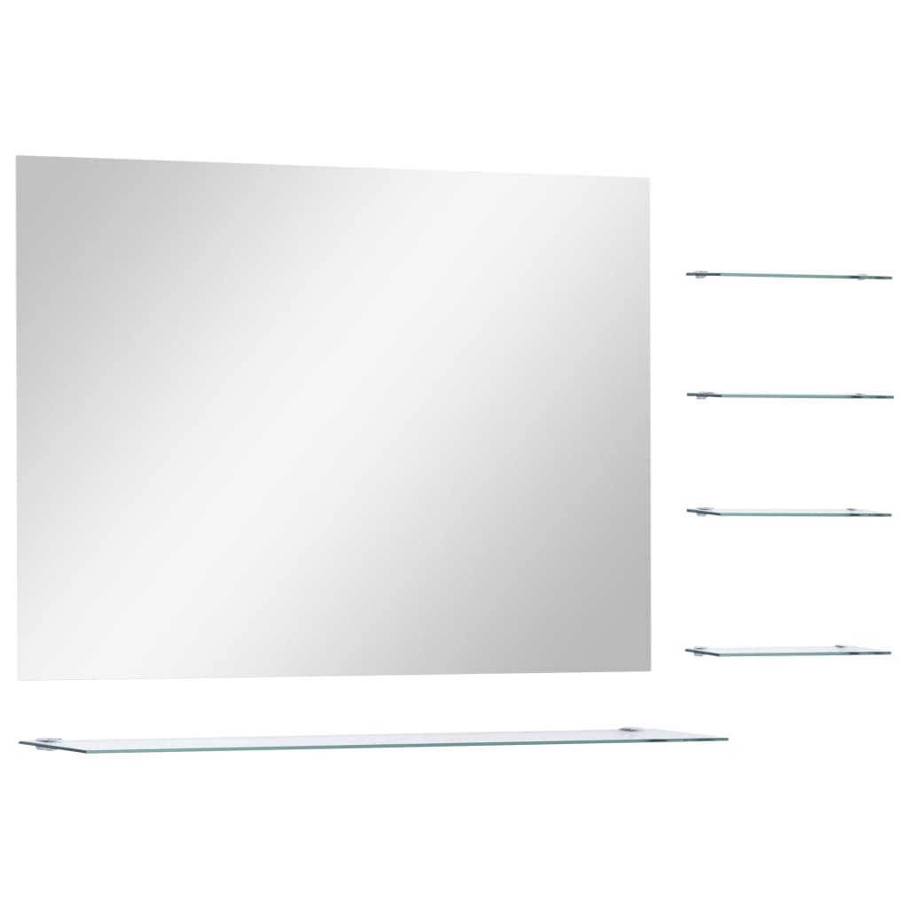 vidaXL Specchio da Parete con Mensola 80x60 cm in Vetro Temperato