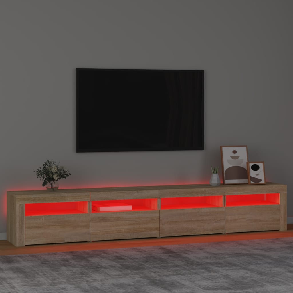vidaXL Mobile Porta TV con Luci LED Rovere Sonoma 240x35x40 cm