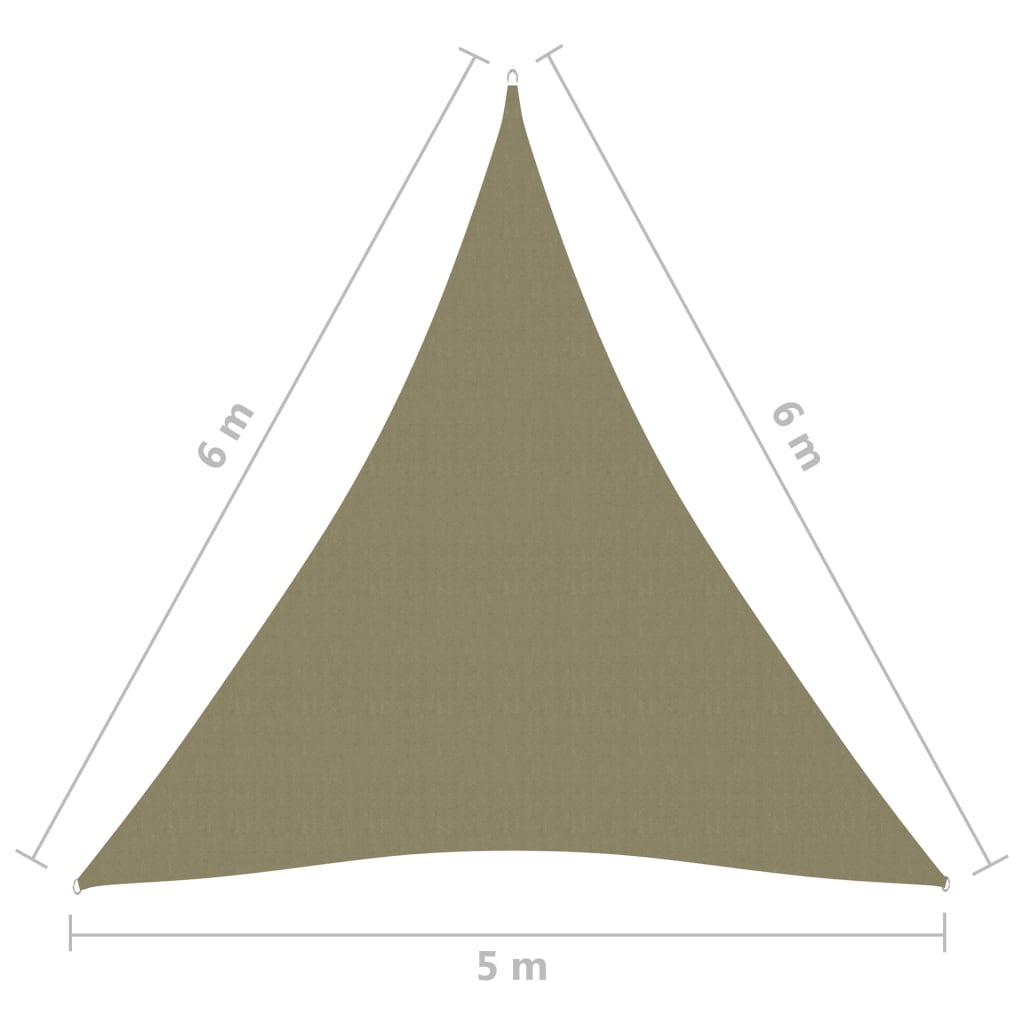 vidaXL Parasole a Vela Oxford Triangolare 5x6x6 m Beige