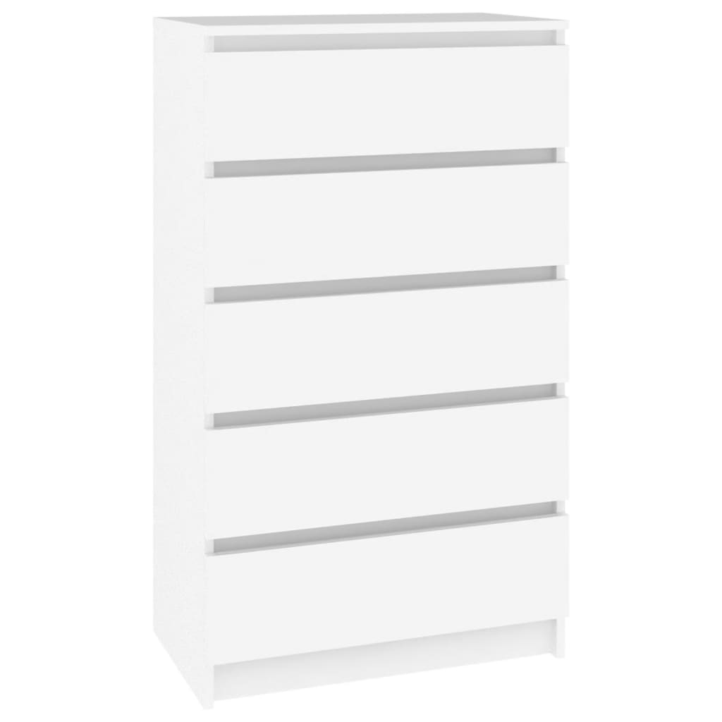 Credenza con 6 Cassetti Bianca 50x34x96 cm in Legno Multistrato