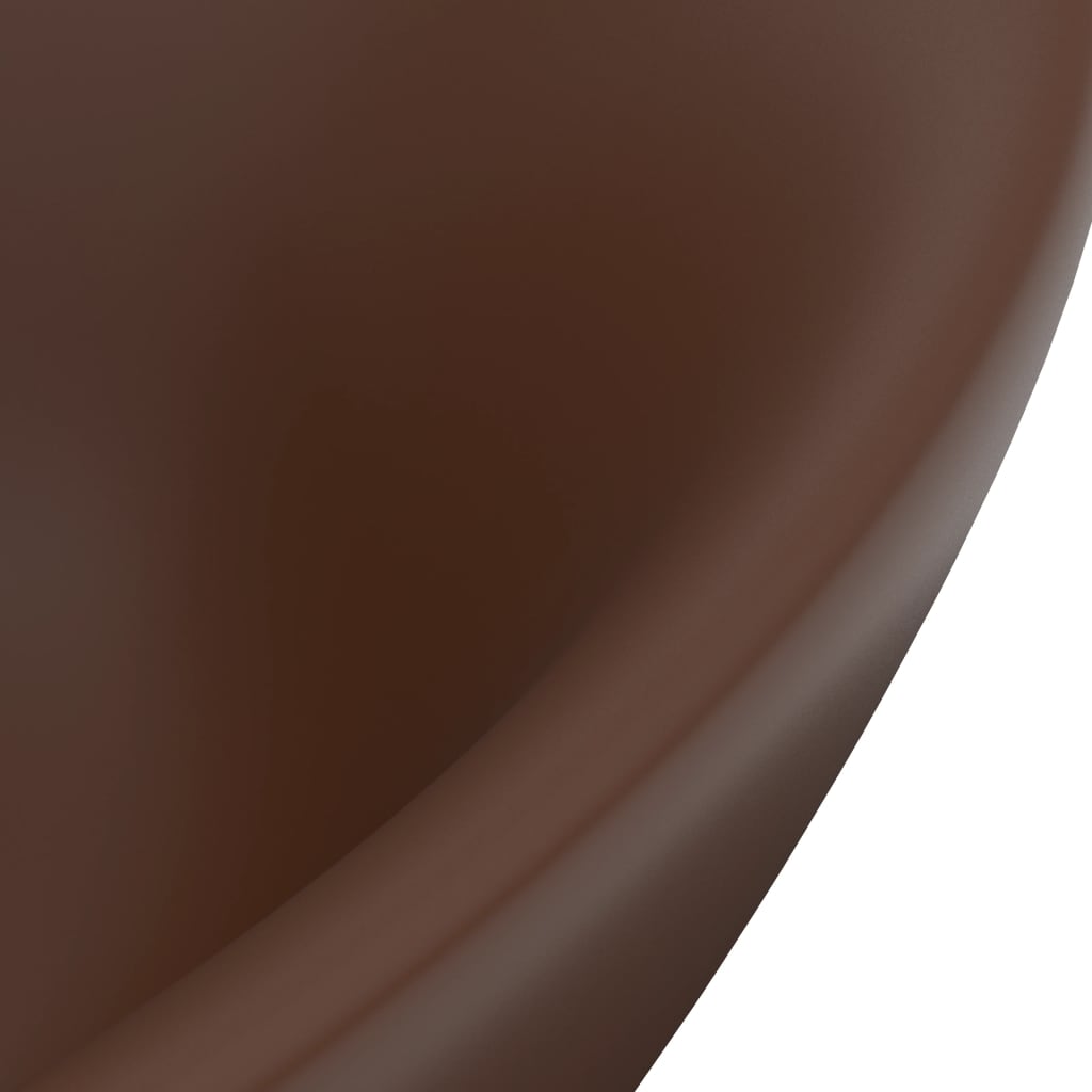 vidaXL Lavabo con Troppopieno Ovale Marrone Opaco 58,5x39cm Ceramica