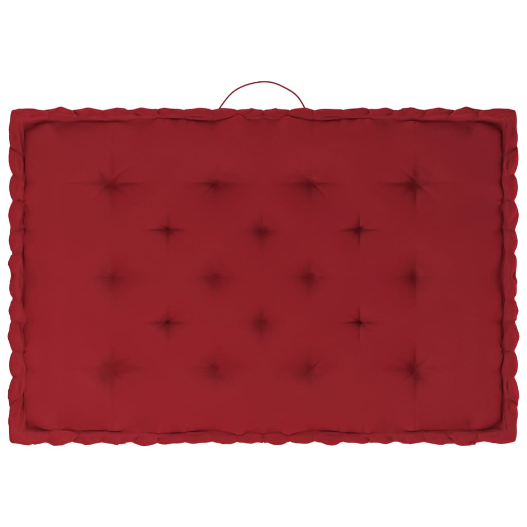 Cuscino Da Pavimento Indiano Rotondo In Cotone Rosso Ricamato - 55 Cm, Federa Con Cerniera (Senza Imbottitura) - 3