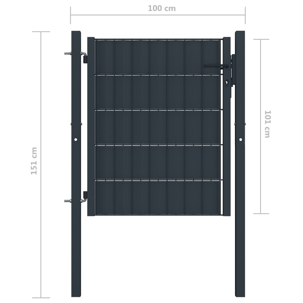 vidaXL Cancello in PVC e Acciaio 100x101 cm Antracite