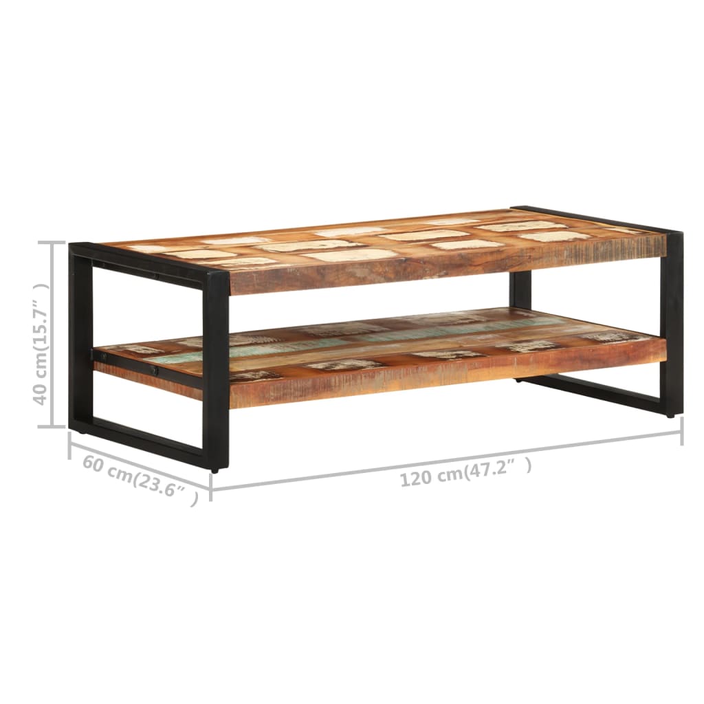 vidaXL Tavolino da Salotto in Legno Massello di Recupero 120x60x40 cm