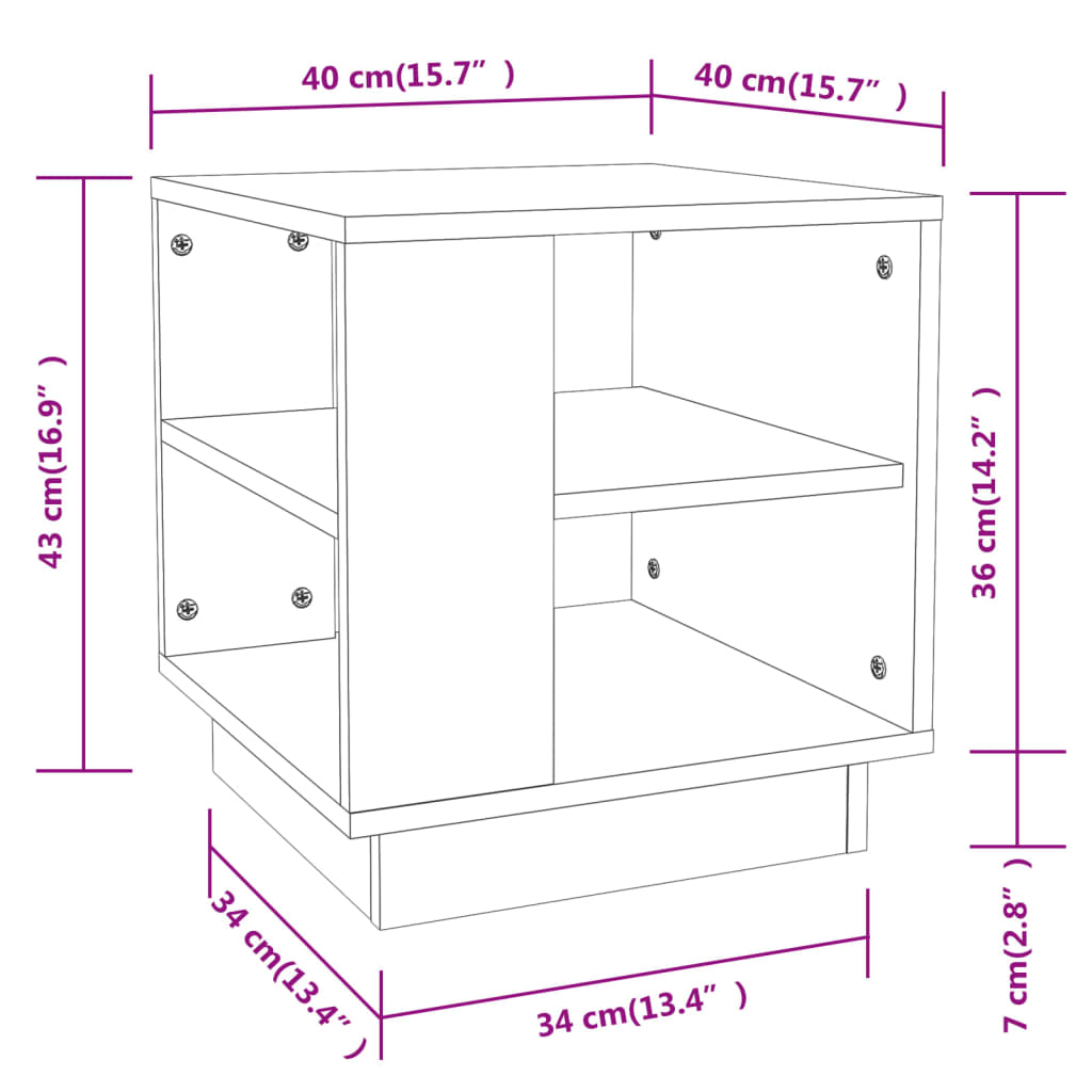 vidaXL Tavolino da Salotto Bianco 40x40x43 cm in Legno Multistrato