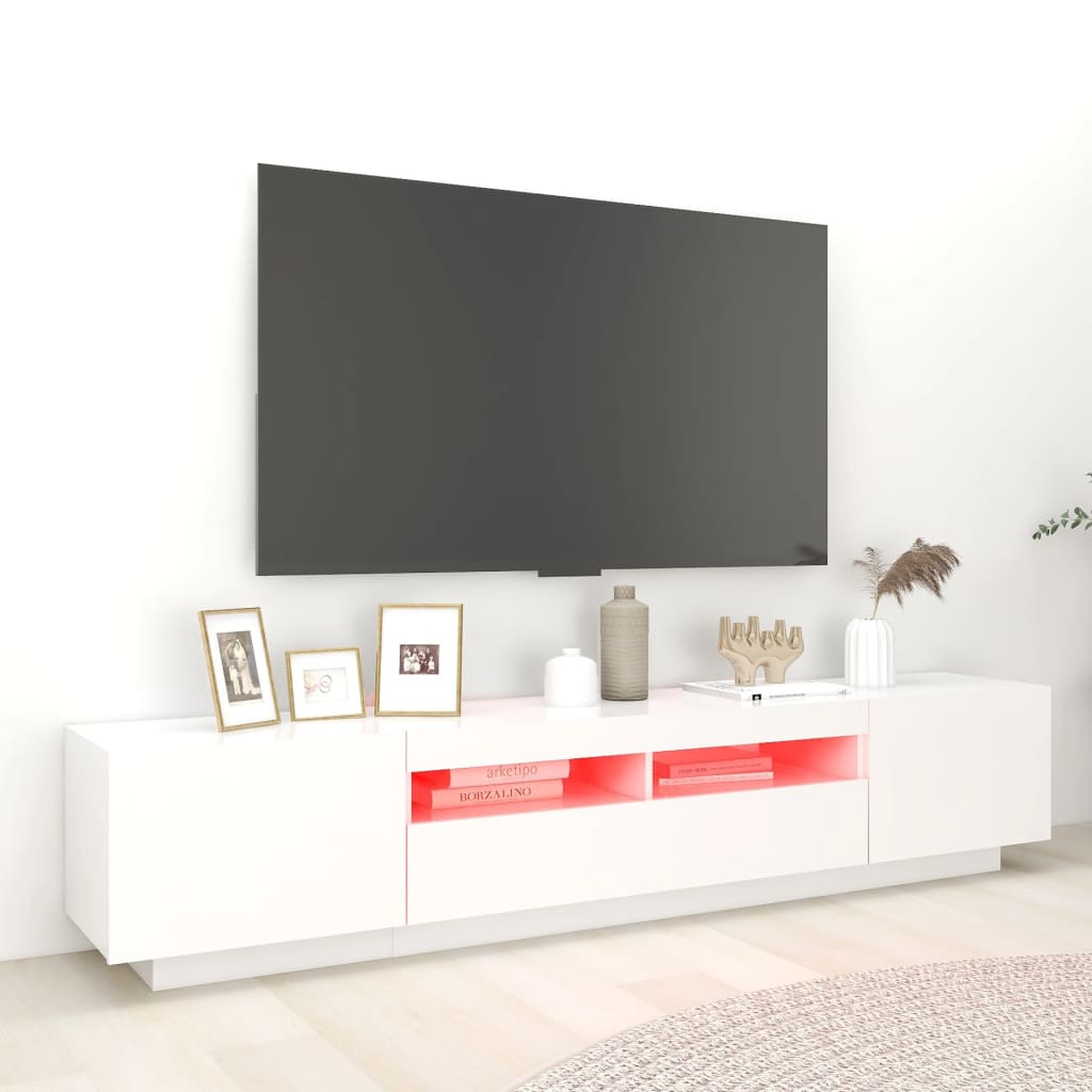 vidaXL Mobile Porta TV con Luci LED Bianco 200x35x40 cm