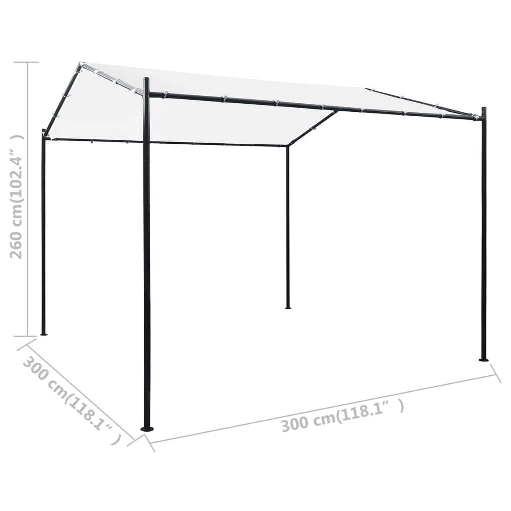 vidaXL Gazebo da Giardino 3x3x2,6 m Bianco 180 g/m²
