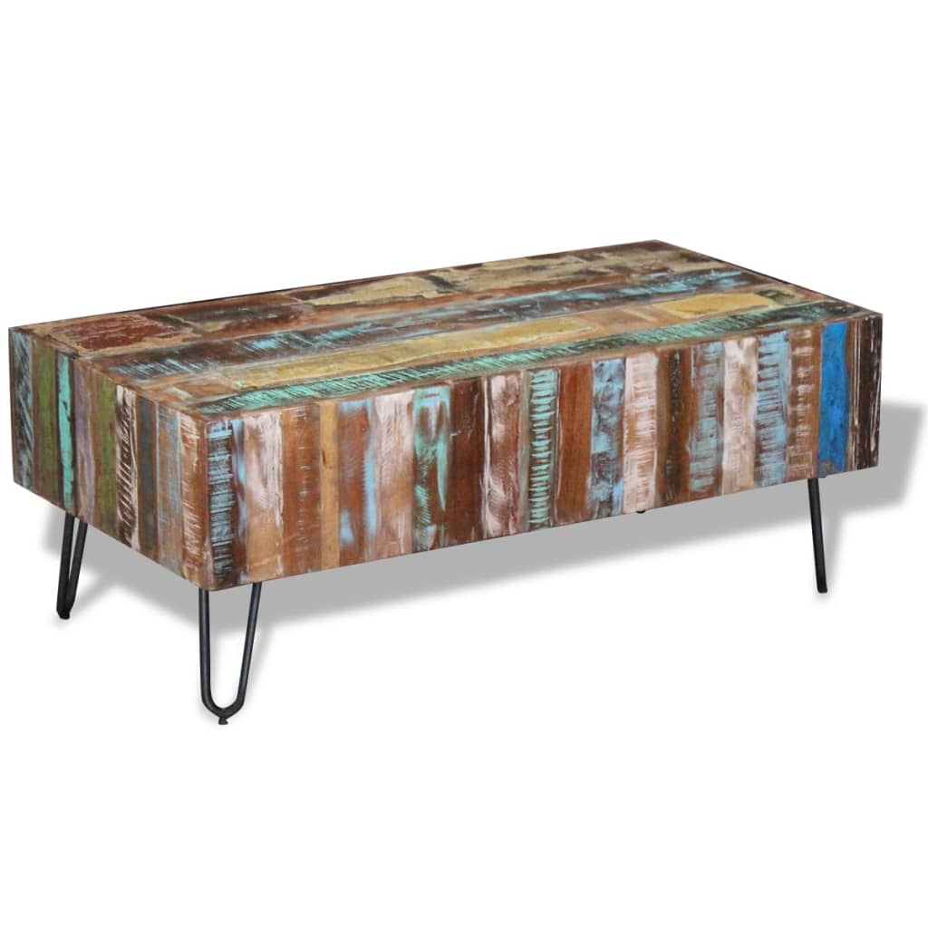 vidaXL Tavolino da Salotto in Legno Massello Anticato 100x50x38 cm