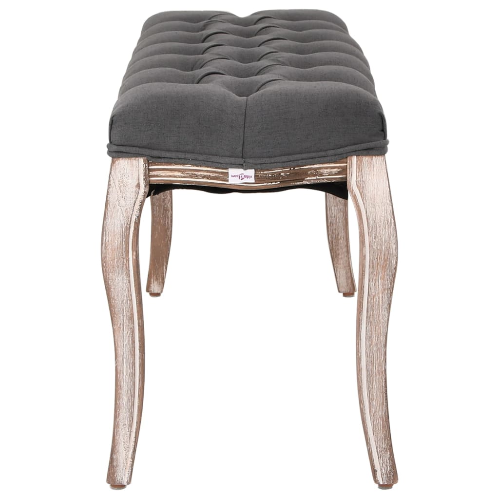 Panchina Imbottita VidaXL In Legno Massello E Lino - Grigio Scuro Per Ingresso E Interni - Foto 8