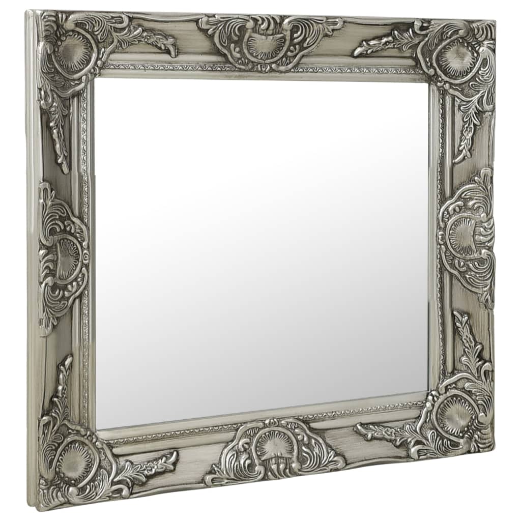 vidaXL Specchio da Parete Stile Barocco 50x50 cm Argento