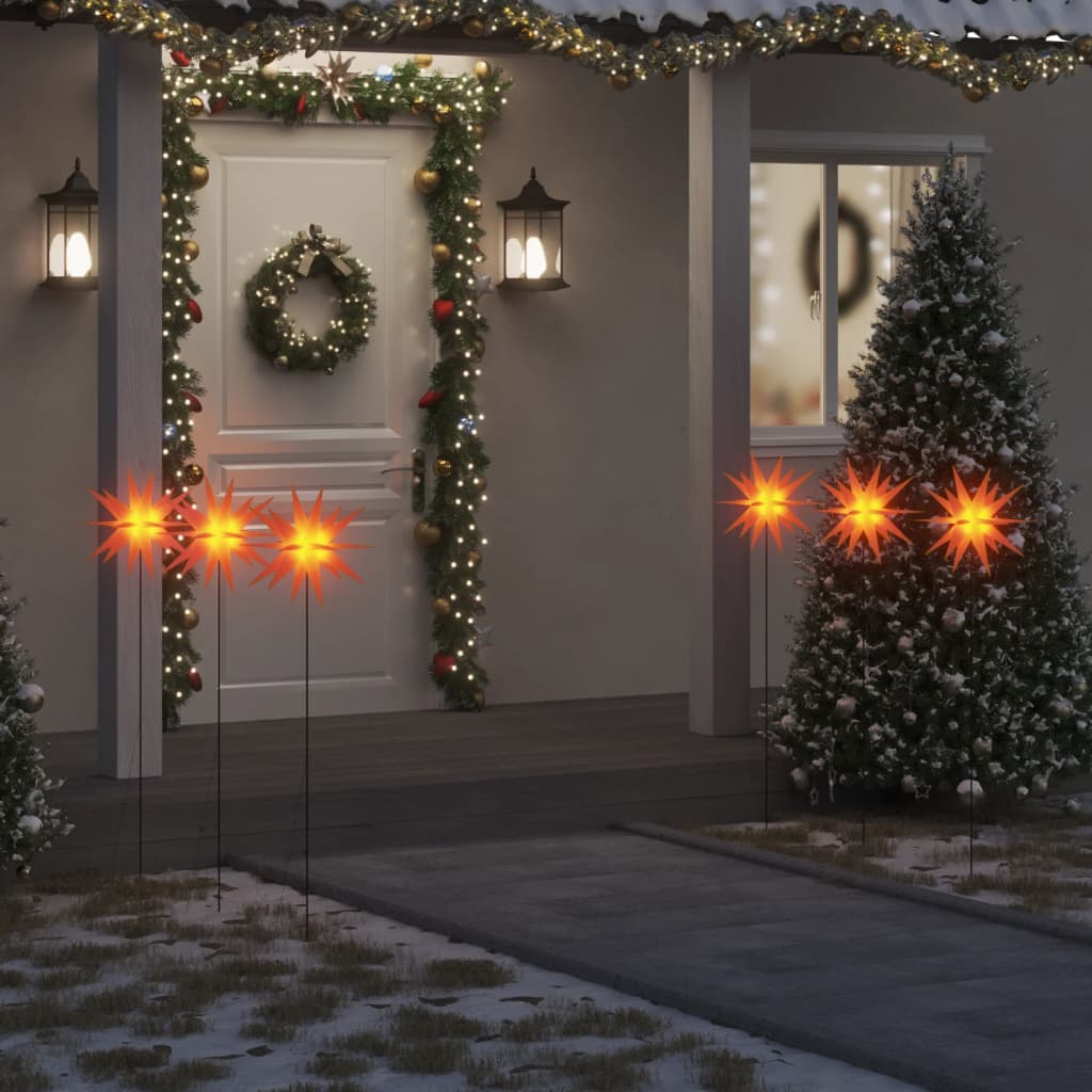 vidaXL Luci di Natale con Picchi e LED 3 pz Pieghevoli Rosse 35 cm