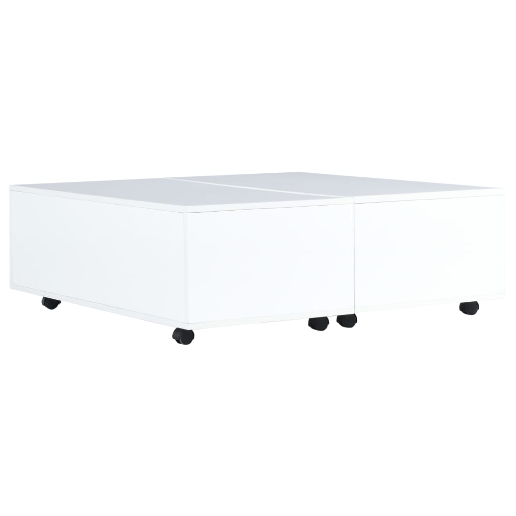 vidaXL Tavolino da Salotto Bianco Lucido 100x100x35 cm