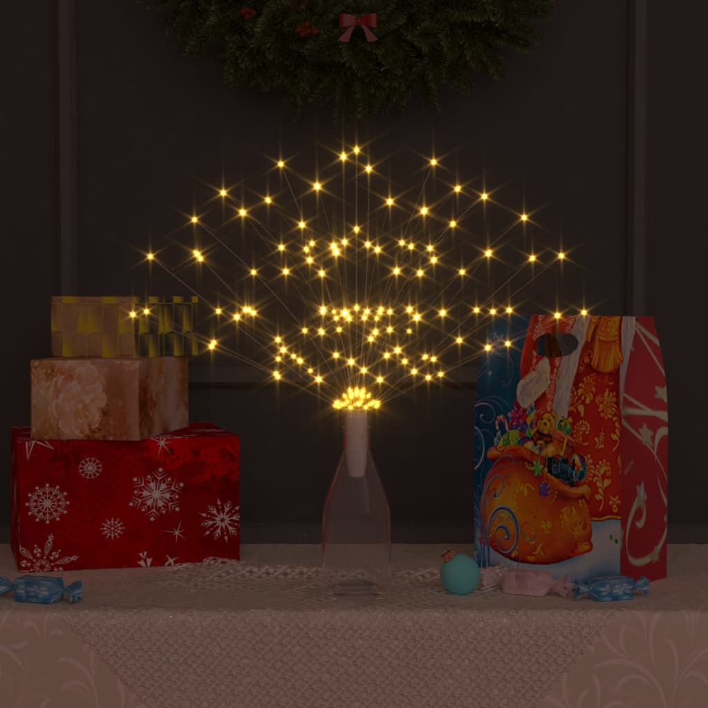 vidaXL Luci di Natale Fuochi Artificio 2pz Bianco Caldo 20cm 280 LED