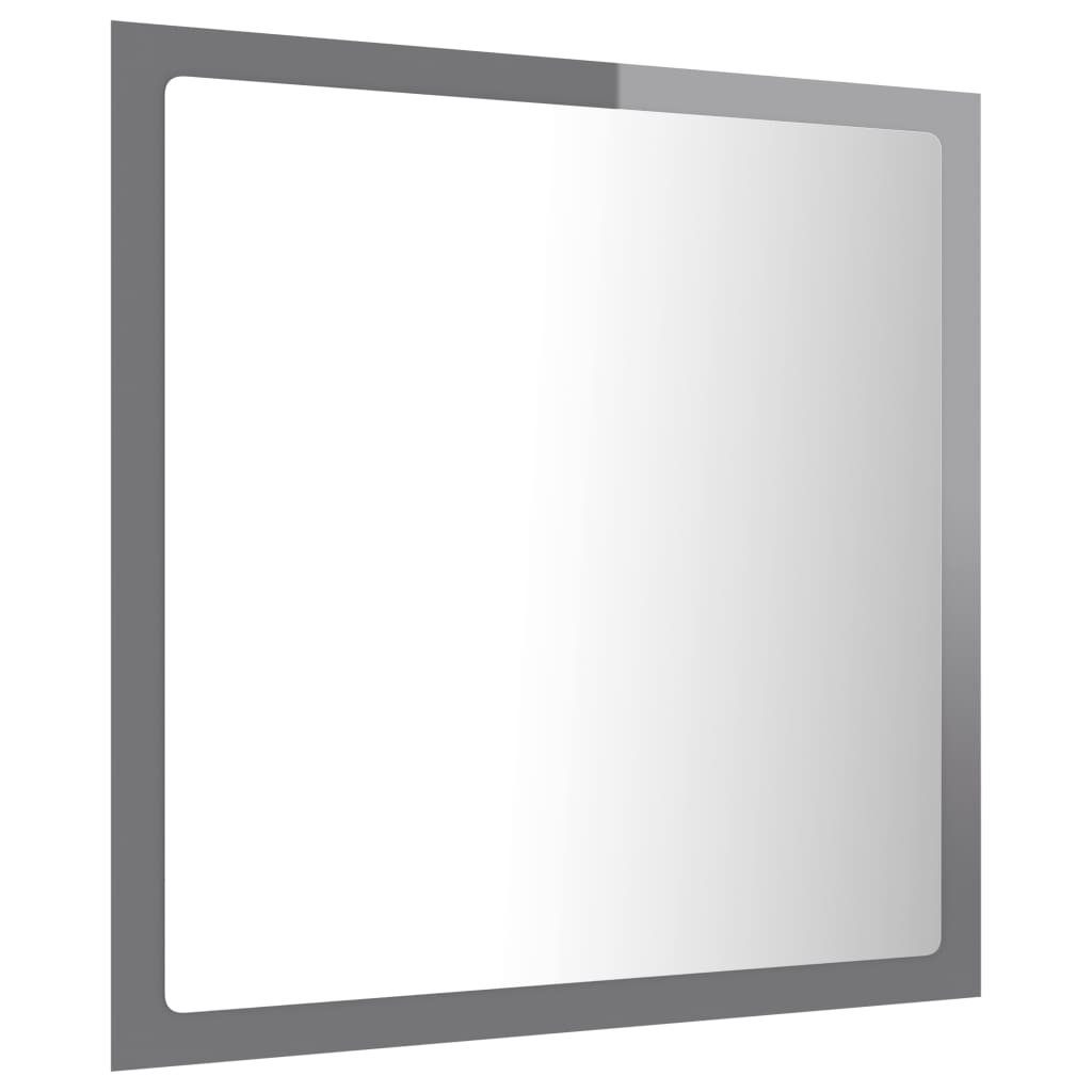 vidaXL Specchio da Bagno LED Grigio Lucido 40x8,5x37 cm in Acrilico