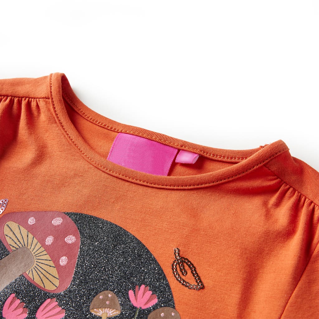 Maglietta da Bambina a Maniche Lunghe Arancione Bruciato 104