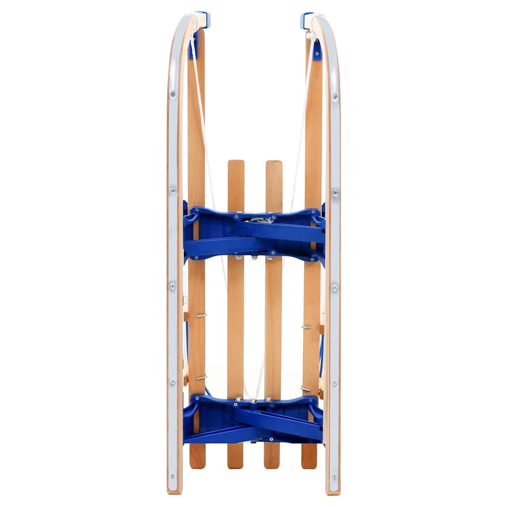 Slittino Pieghevole In Legno 110 Cm: Con Guide In Metallo, Corda Di Traino E Blocco Di Sicurezza, Per Bambini E Famiglie