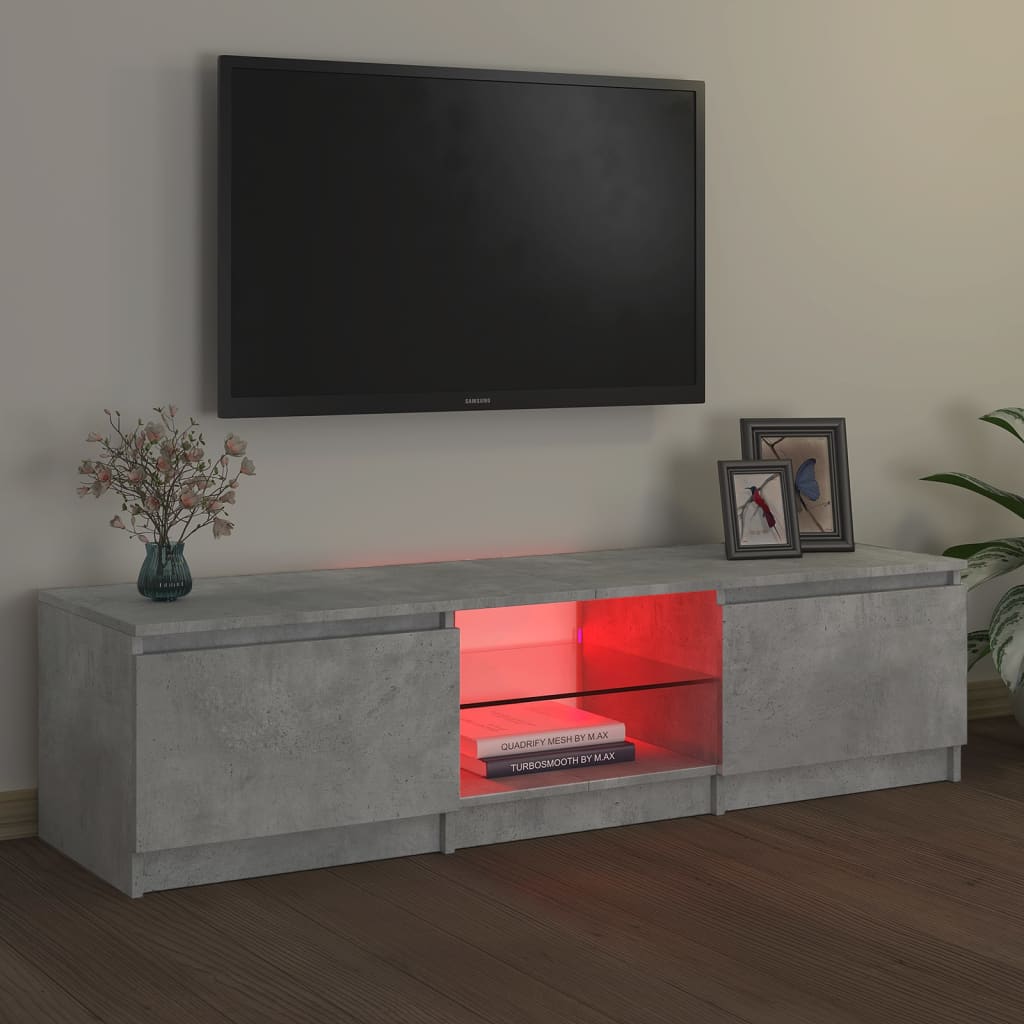 vidaXL Mobile Porta TV con Luci LED Grigio Cemento 140x40x35,5 cm