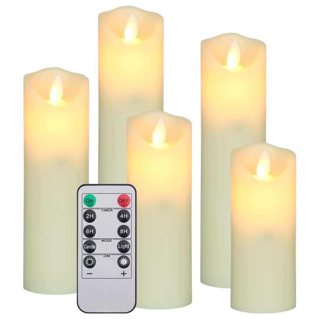 vidaXL Set Candele Elettriche a LED 5 pz con Telecomando Bianco Caldo