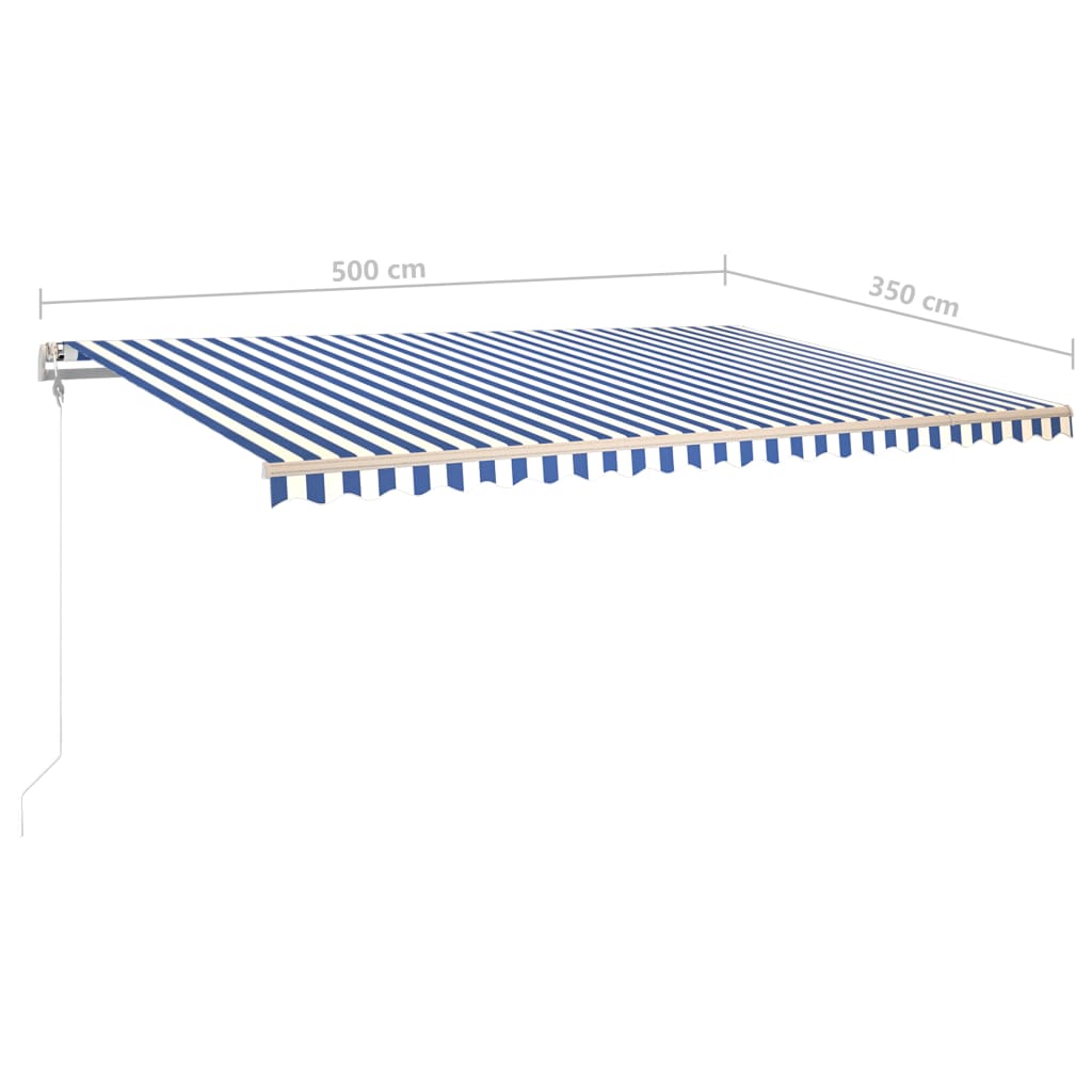 vidaXL Tenda da Sole Retrattile Manuale con LED 5x3,5 m Blu e Bianca