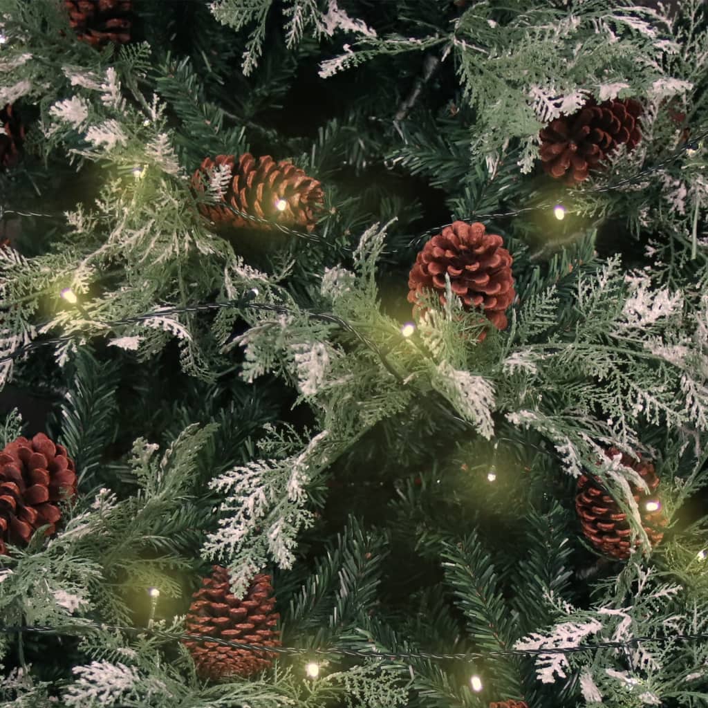 vidaXL Albero di Natale con Luci e Pigne Verde e Bianco 120cm PVC e PE
