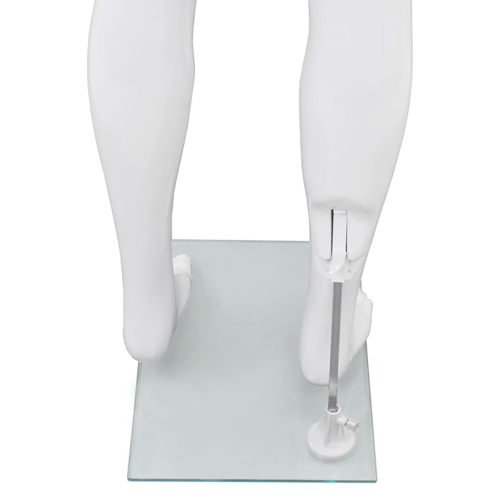 vidaXL Manichino Uomo Figura Intera Base in Vetro 185 cm Bianco Lucido