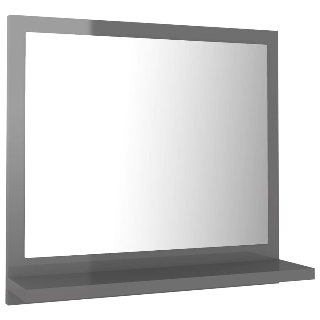 vidaXL Specchio da Bagno Grigio Lucido 40x10,5x37 cm Legno Multistrato