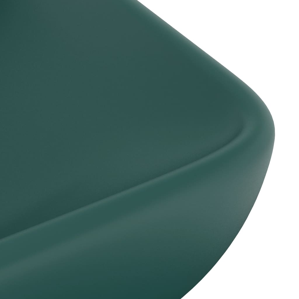 vidaXL Lavabo Lusso Rettangolare Verde Scuro Opaco 71x38 cm Ceramica