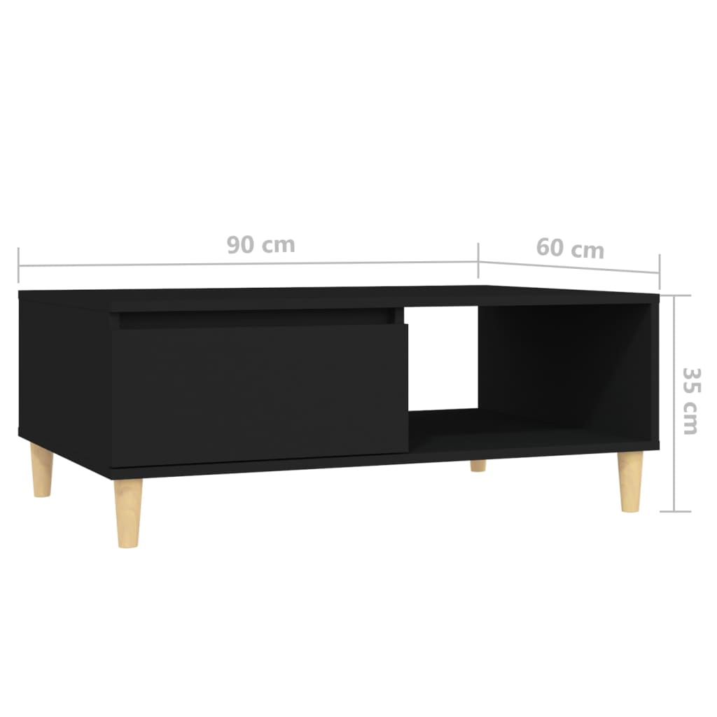 vidaXL Tavolino da Salotto Nero 90x60x35 cm in Legno Multistrato