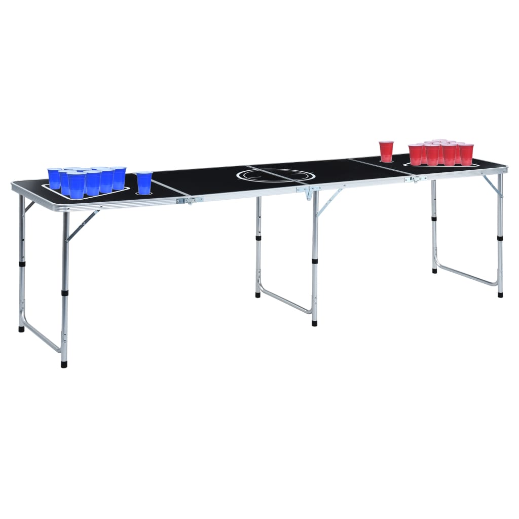 Tavolo Da Beer Pong YUENFONG – Pieghevole In MDF 242x62 Cm, Altezza Regolabile, Con 100 Bicchieri E 5 Palline, Per Feste E Matrimoni