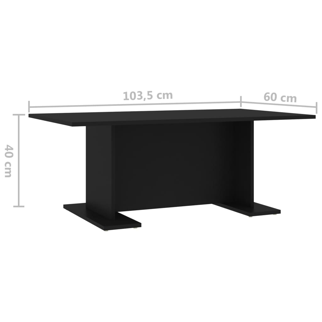 vidaXL Tavolino da Salotto Nero 103,5x60x40 cm in Legno Multistrato