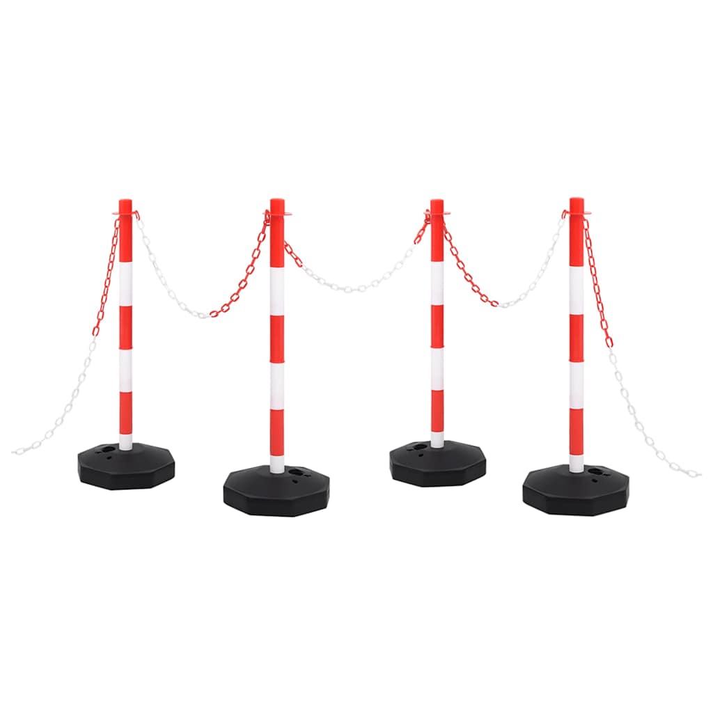 Delimitazione Spazi Pubblici VidaXL Set Pali Stradali Con Catena In Plastica - 10 M, Giallo/Nero, Per Delimitazione Aree Cartello Divieto Di Sosta Pali Stradali Delimitazione - 5