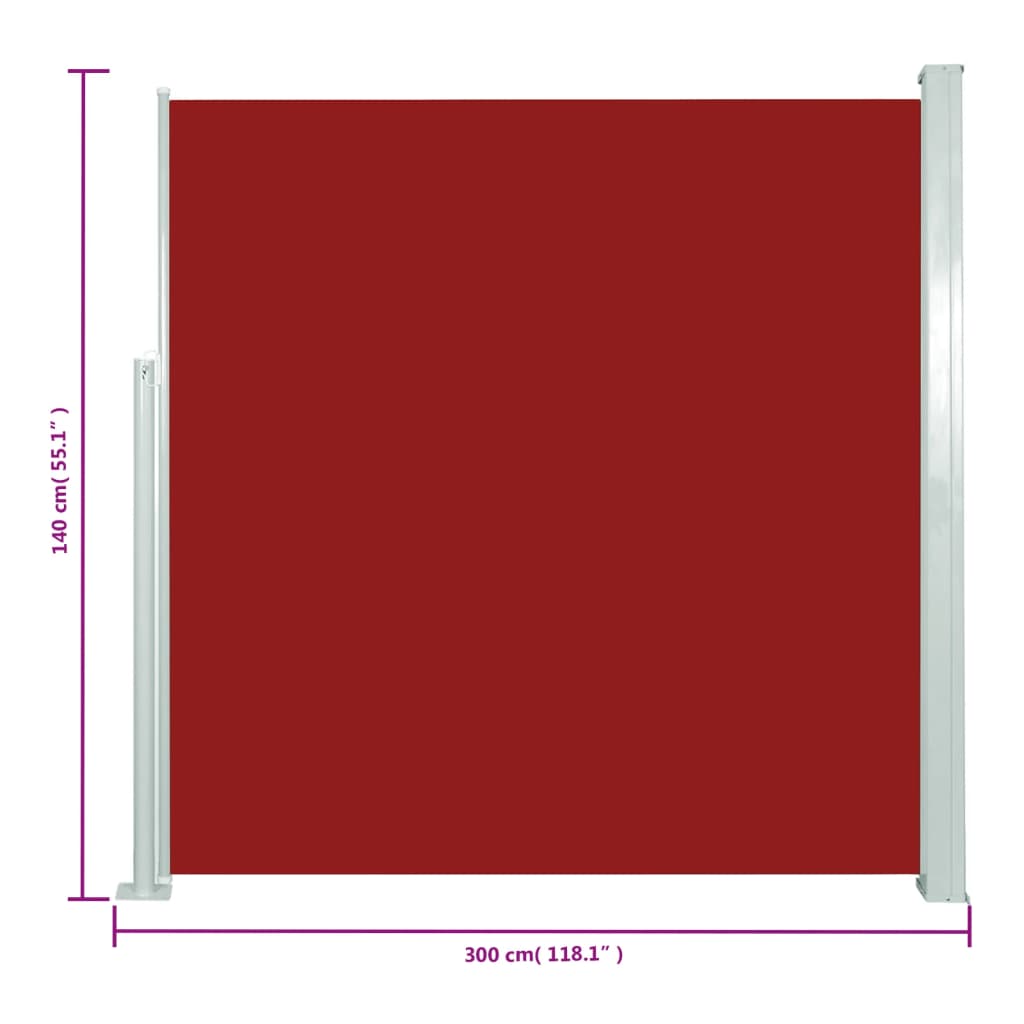 vidaXL Tenda Laterale Retrattile per Patio 140x300 cm Rossa