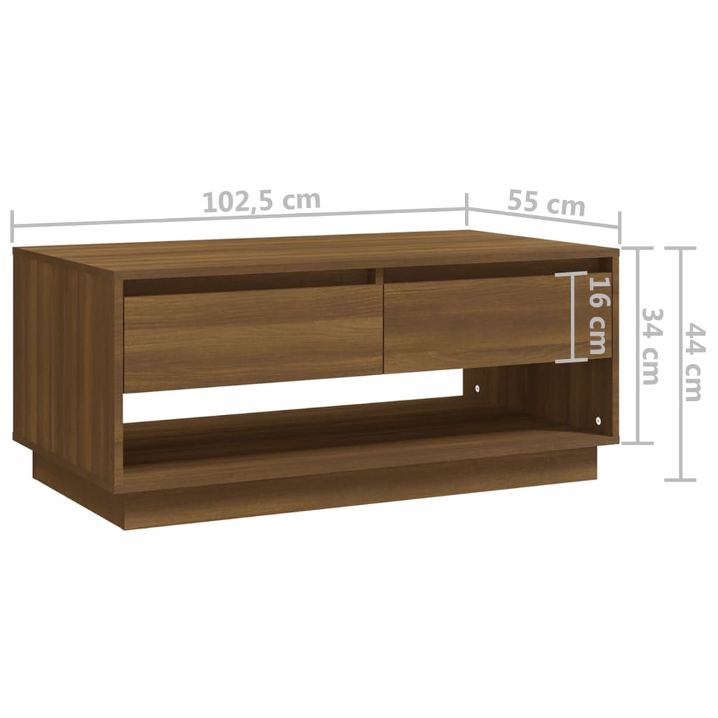 vidaXL Tavolino da Salotto Marrone Rovere 102,5x55x44 cm in Truciolato