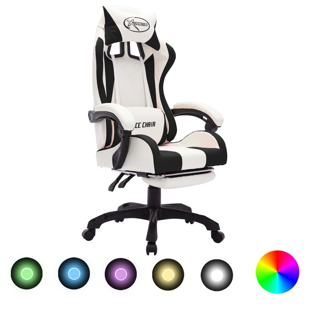 VidaXL Sedia Da Gaming Con Massaggio E Poggiapiedi - Nero E Verde Chiaro - Regolabile E Girevole