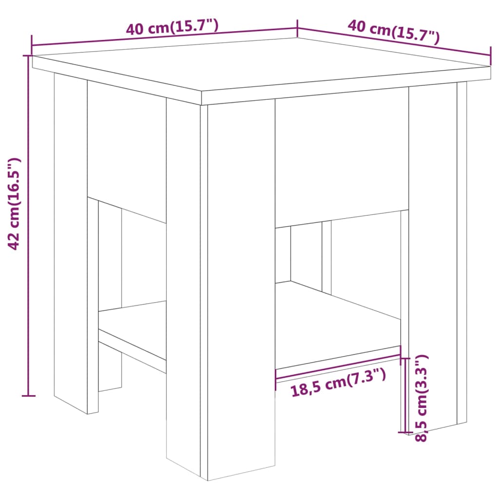 vidaXL Tavolino da Salotto Grigio Sonoma 40x40x42 cm Legno Multistrato