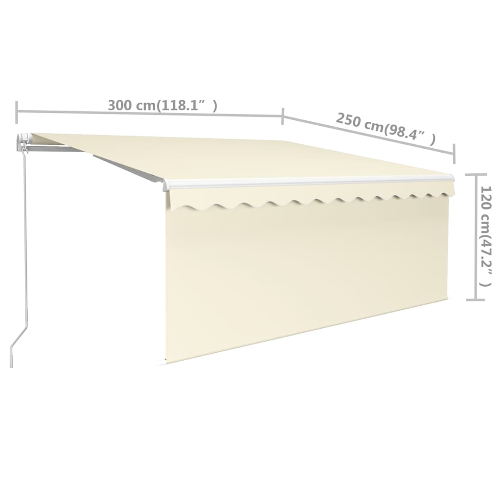 vidaXL Tenda da Sole Retrattile Manuale con Parasole 3x2,5 m Crema