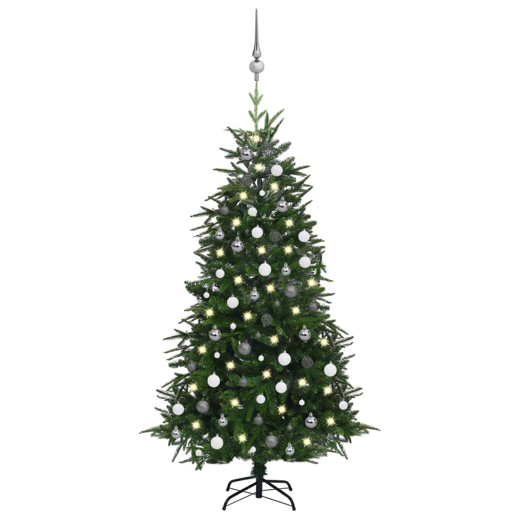 vidaXL Albero Natale Artificiale con LED Palline Verde 180 cm PVC e PE