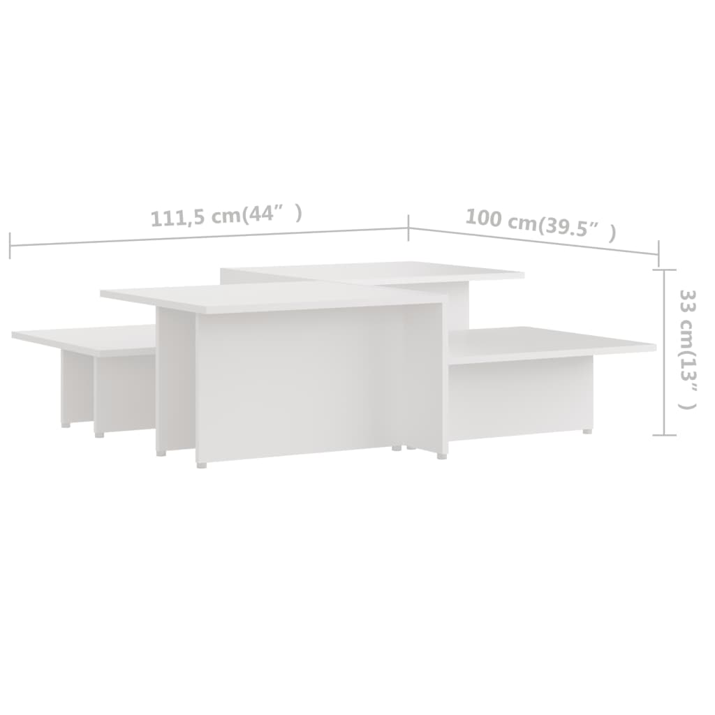 vidaXL Tavolini da Salotto 2 pz Bianchi 111,5x50x33 cm in Multistrato