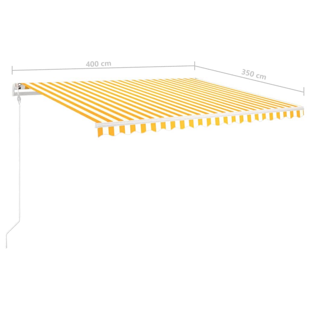 vidaXL Tenda da Sole Retrattile Manuale con LED 4x3,5 m Gialla Bianca