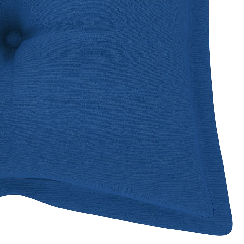 vidaXL Dondolo con Cuscino Blu 120 cm Massello di Teak