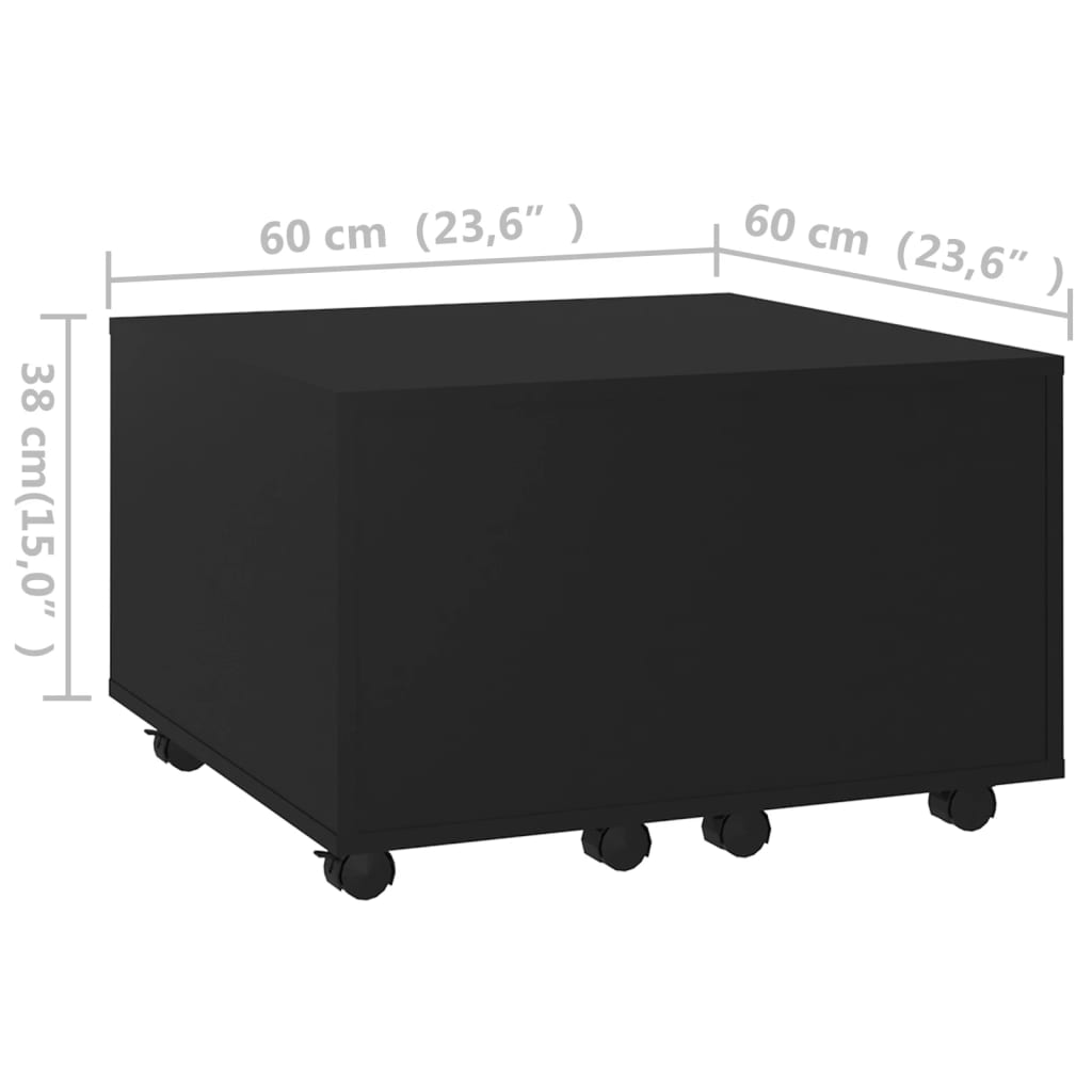 vidaXL Tavolino da Salotto Nero 60x60x38 cm in Legno Multistrato