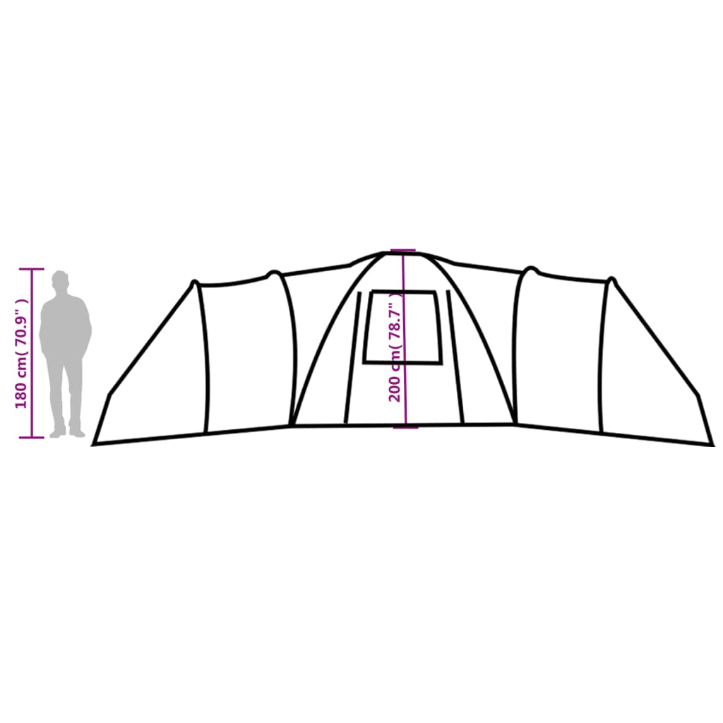 vidaXL Tenda da Campeggio a Cupola per 12 Persone Verde Impermeabile