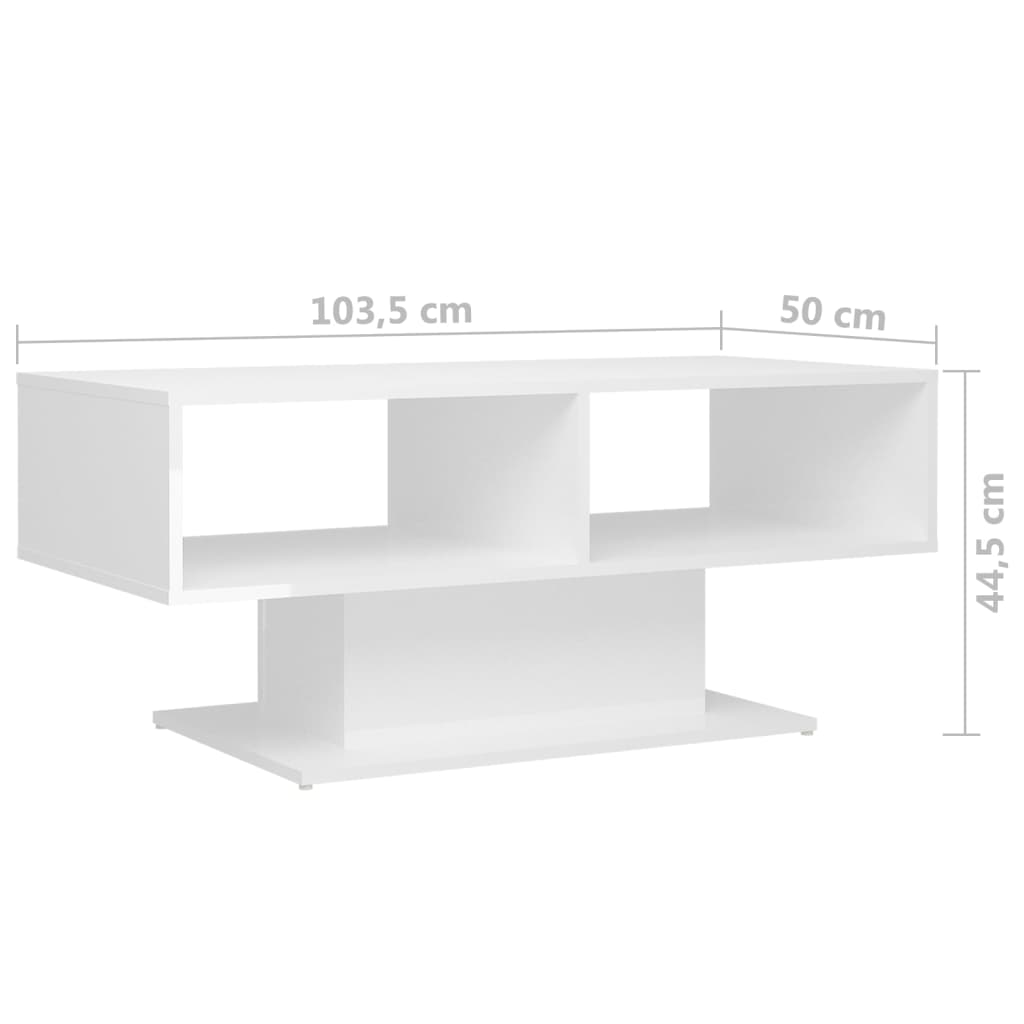 vidaXL Tavolino Salotto Bianco Lucido 103,5x50x44,5 Legno Multistrato