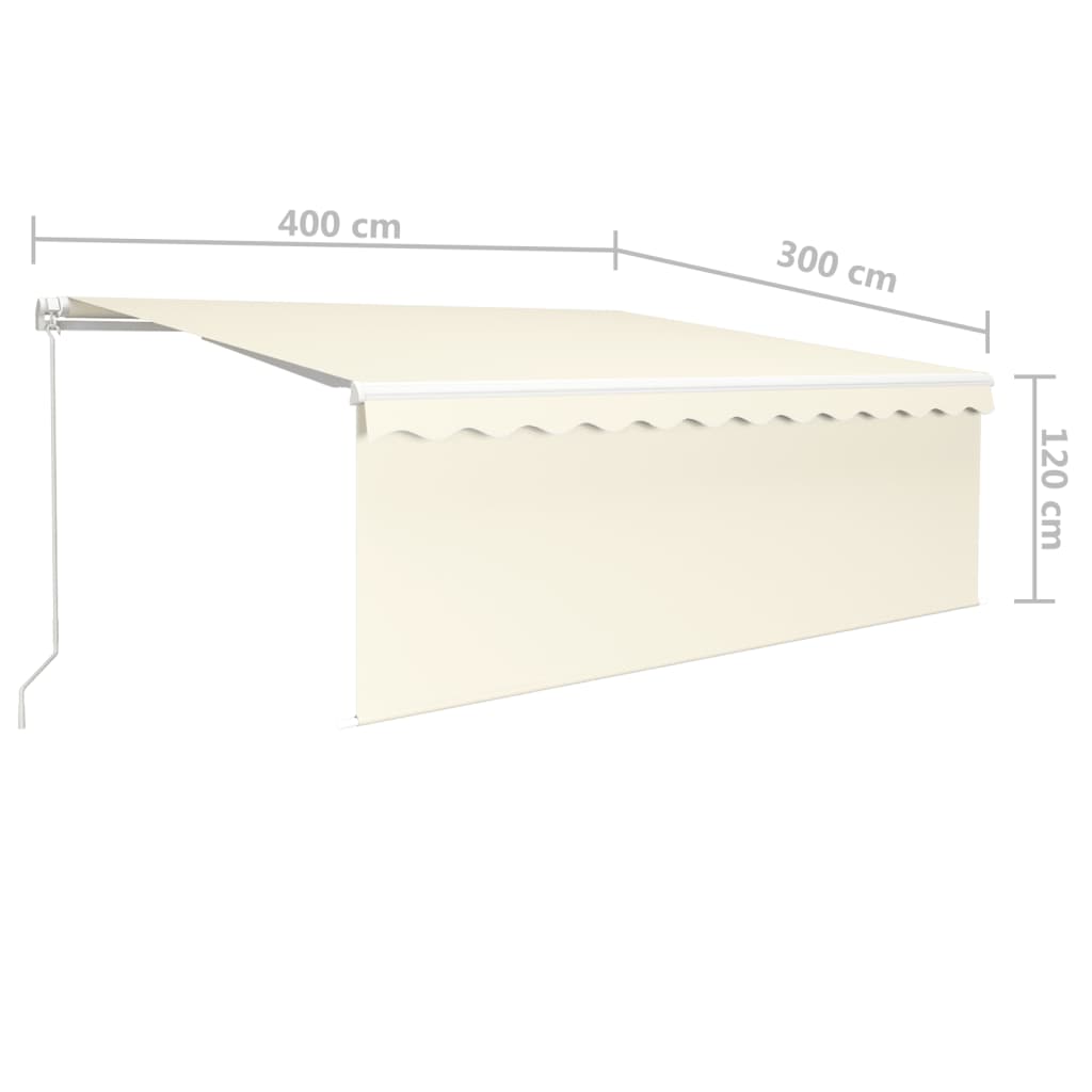 vidaXL Tenda da Sole Retrattile Manuale con LED 4x3 m Crema