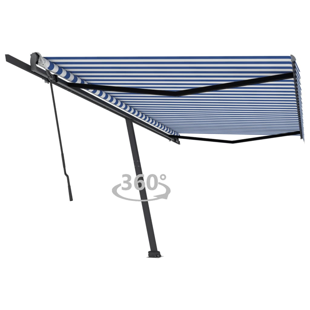 vidaXL Tenda da Sole Manuale Autoportante 500x300 cm Blu/Bianca